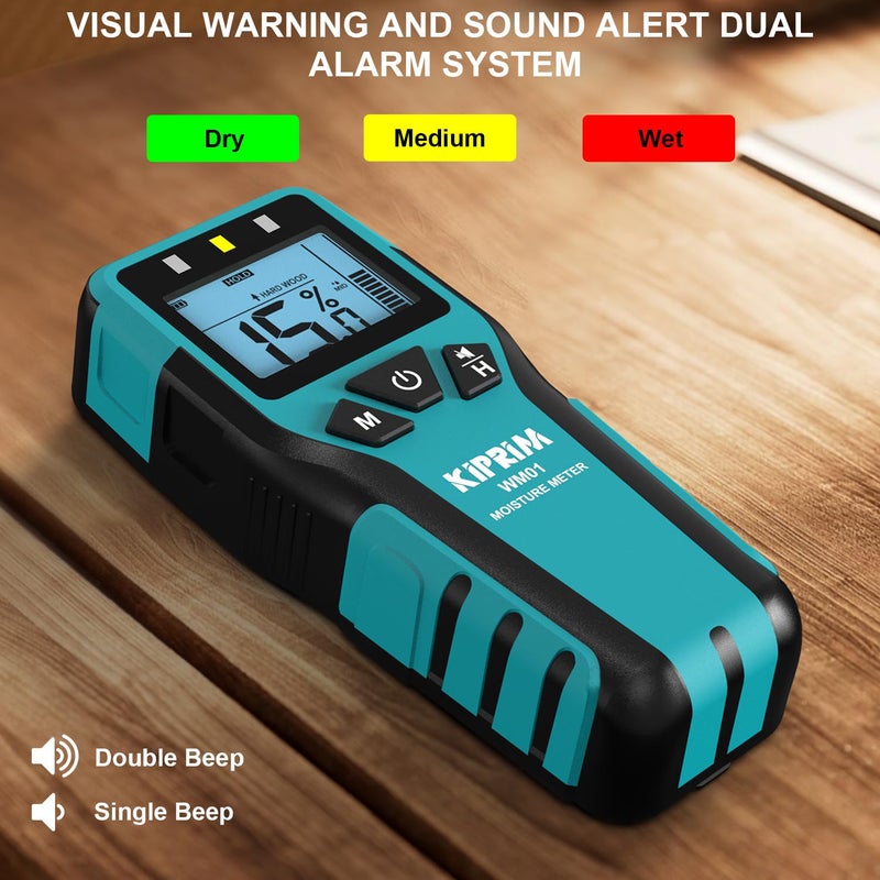 Kiprim Pinless Moisture Meter Home Moisture Level Tester Damp Meter for Floor Wood  Walls  Concrete - Accurate Non-Destructive Testing Moisture Meter WM01 - Image 5